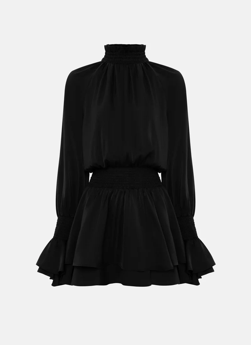 ليتشي فستان قصير خفيف الوزن مزين بكسرات مطاطية